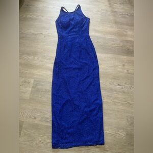 Vintage Sean Collection Royal Blue 100% Pure Silk Fully Beaded Gown Women’s XS
